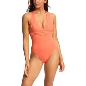 Seafolly Collective Cross Back One Piece - Melon NWT SIZE 4
